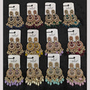 Dhwani Elegant Austrian Stone And Pearl Dangler Earrings- (Pack of 12)