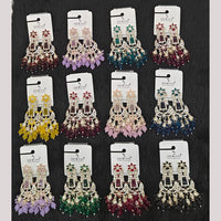 Dhwani Elegant Austrian Stone And Pearl Dangler Earrings- (Pack of 12)