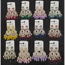 Dhwani Elegant Austrian Stone And Pearl Dangler Earrings- (Pack of 12)