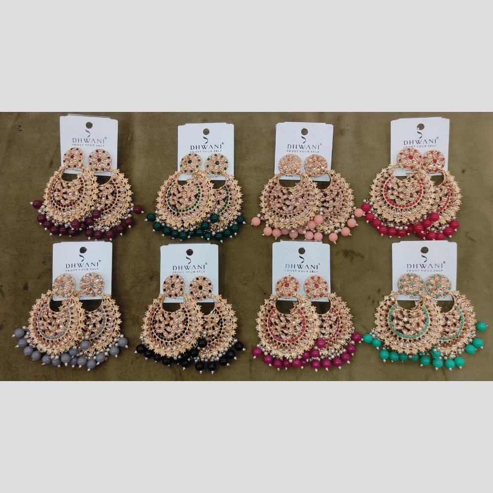 Dhwani Luxury Pota Stone And Pearl Dangler Earrings (Pack of 8)