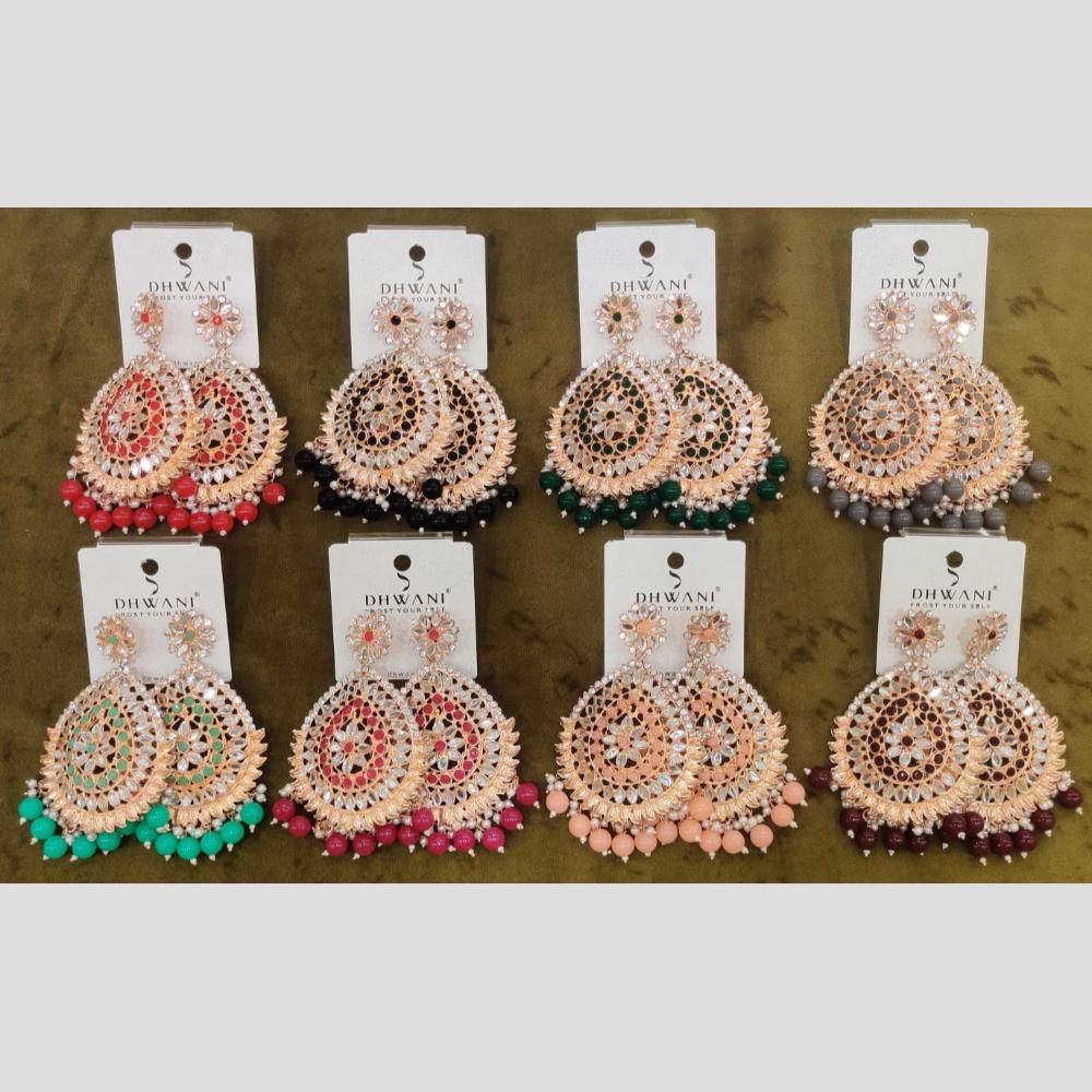 Dhwani Luxury Pota Stone And Pearl Dangler Earrings (Pack of 8)