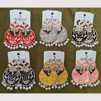 Dhwani Trendy Kundan Stone And Pearl Meenakari Dangler Earrings