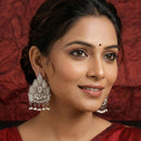 Js Fashion  Leaf Design Ganesha Clustered Pearl Oxidised Jewellery Fancy Style Oxidised Long Earring