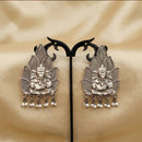 Js Fashion  Leaf Design Ganesha Clustered Pearl Oxidised Jewellery Fancy Style Oxidised Long Earring