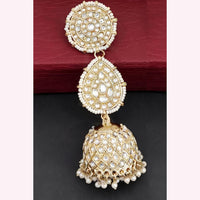 Js Fashion Royal Kundan Stone Pearl And Beads Jhumki Earrings for Women