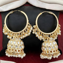 Js Fashion Royal Kundan Stone Pearl And Beads Jhumki Earrings for Women