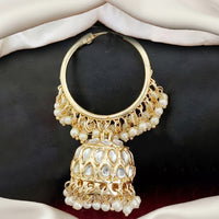 Js Fashion Royal Kundan Stone Pearl And Beads Jhumki Earrings for Women