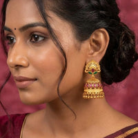 Js Fashion  Matte Gold Polish Designer Fancy Design Party wear Jhumka Earring