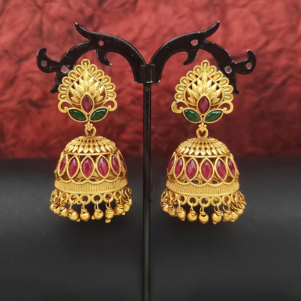 Js Fashion  Matte Gold Polish Designer Fancy Design Party wear Jhumka Earring