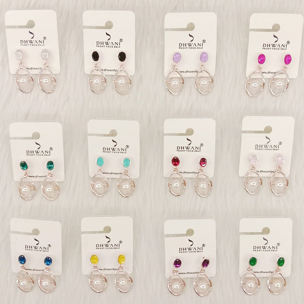Dhwani Luxury Pota Stone And Beads Dangler Earrings(Pack of 12)