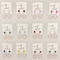 Dhwani Luxury Pota Stone And Beads Dangler Earrings(Pack of 12)