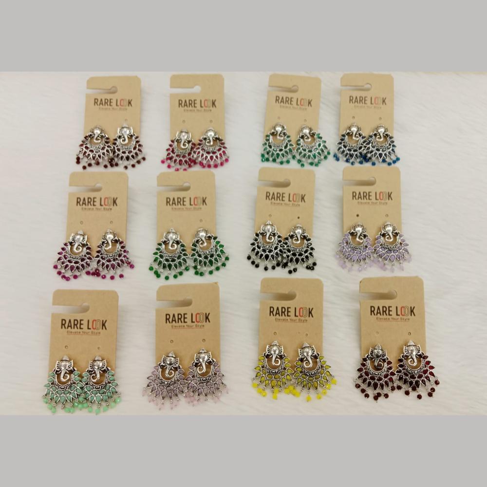 Dhwani Oxidised Plated Elegant Pota Stone And Pearl Elephant Dangler Earrings