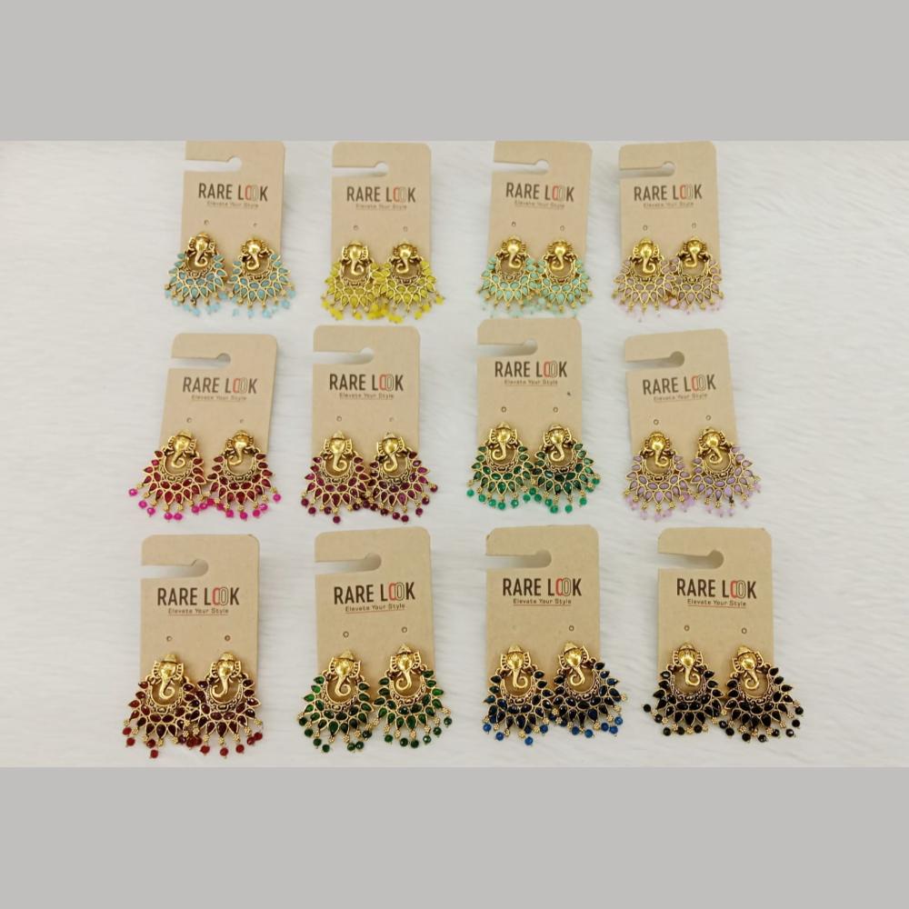 Dhwani Oxidised Plated Elegant Pota Stone And Pearl Elephant Dangler Earrings
