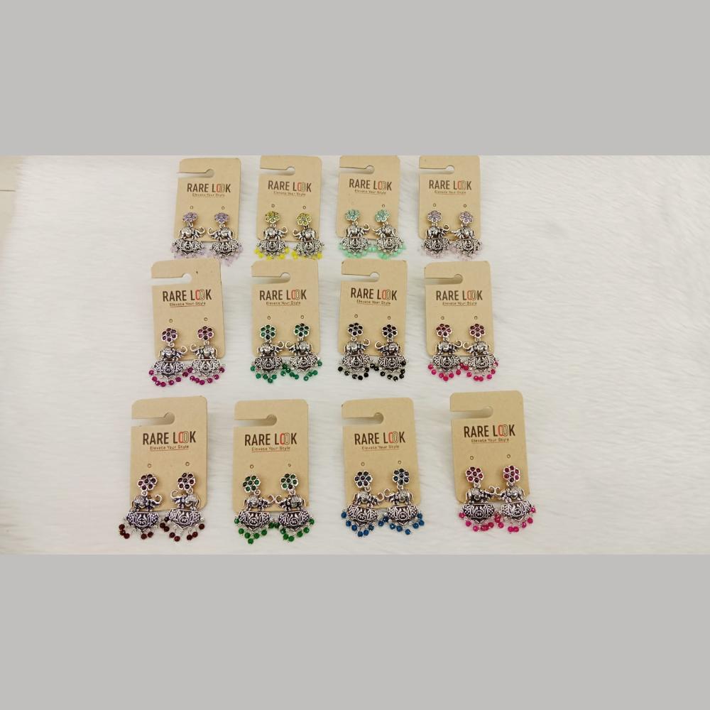 Dhwani Oxidised Plated Elegant Pota Stone And Pearl Elephant Dangler Earrings