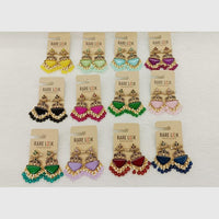 Dhwani Designer Pota Stone And Pearl Dangler Earrings  (Pack of 12)