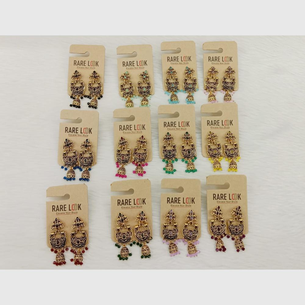 Dhwani Trendy Pota Stone And Pearl Jhumki Earrings  (Pack of 12)