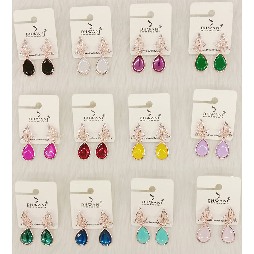 Dhwani Luxury Pota Stone And Austrian Stone Dangler Earrings(Pack of 12)