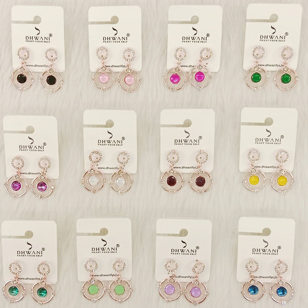 Dhwani Luxury Pota Stone And Austrian Stone Dangler Earrings(Pack of 12)