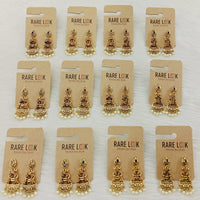 Dhwani Elegant Pota Stone And Pearl Dangler Earrings- (Pack of 12)