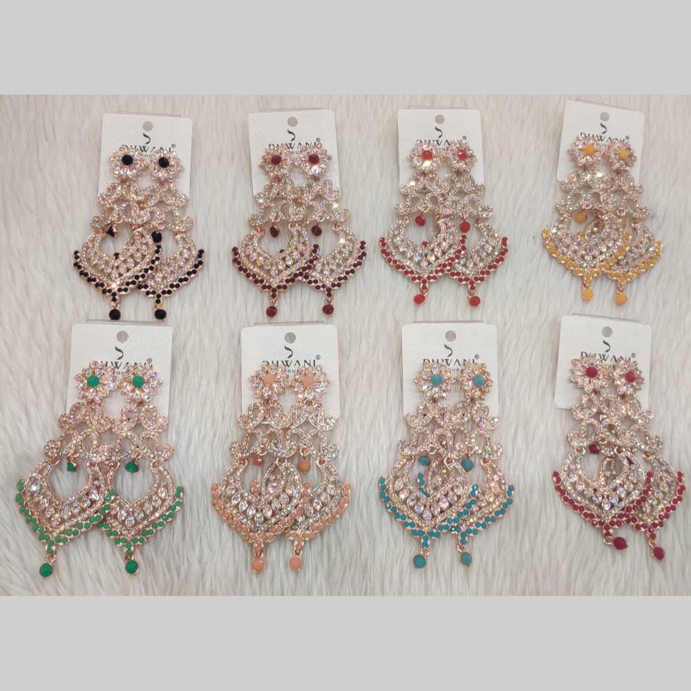 Dhwani Sparkling Austrian Stone Dangler Earrings with Beads (Pack of 8)