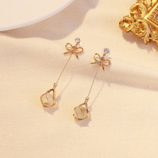 Salty Gold Butterfly Opal Long Drop Earrings - Drops & Danglers