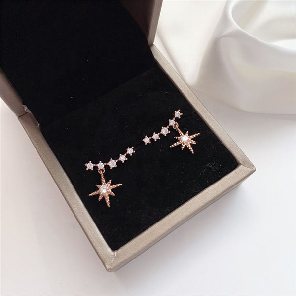 Salty Eight-Star Lucky Astrology Zircon Studded Stud Earrings - Stud Earrings