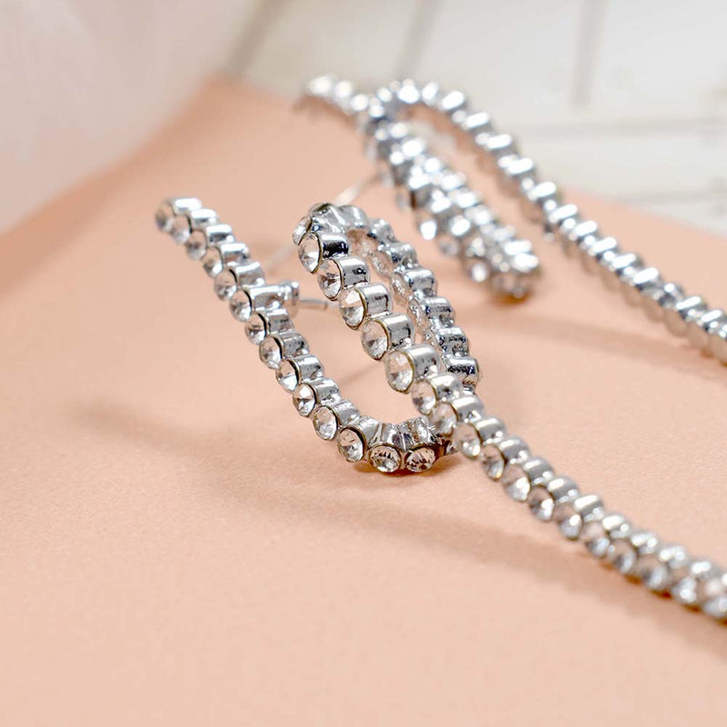 Salty Crystal loop and twisted silver earrings - Drops & Danglers