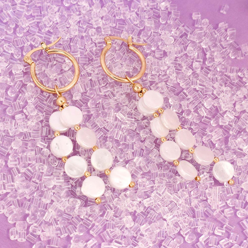 Salty Pretty Pearl Tassel Huggie Earrings - Huggie Earring
