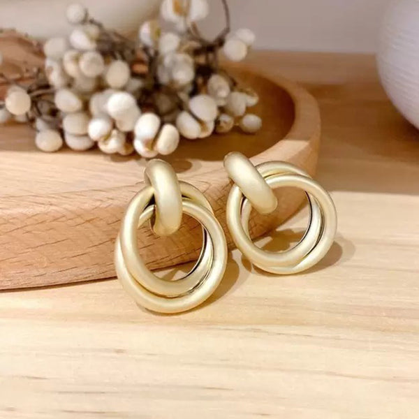 Salty Gold Warped Trendy Earrings - Hoop Earrings