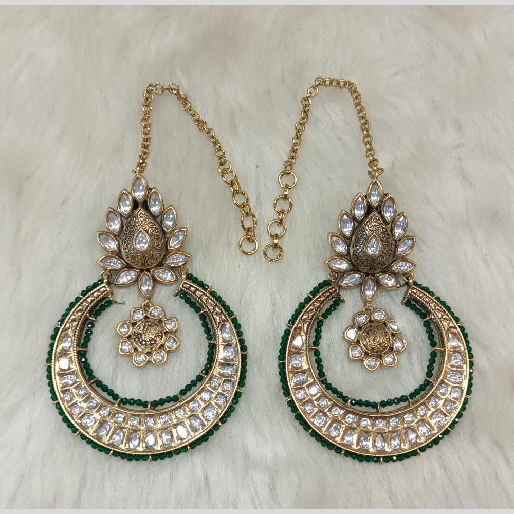 Tarangavi Gold Plated Polki Kundan Dangler Earrings