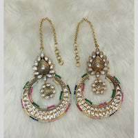 Tarangavi Gold Plated Polki Kundan Dangler Earrings