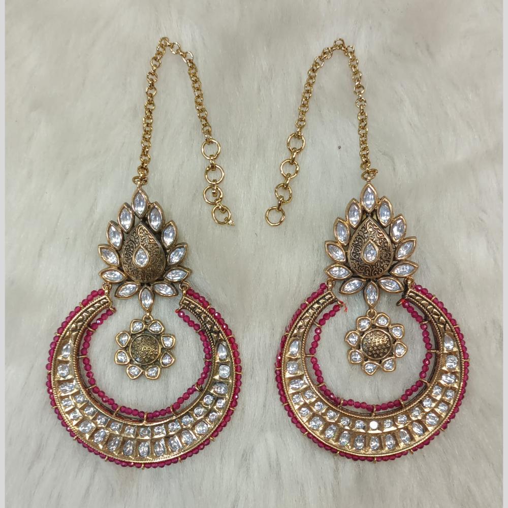 Tarangavi Gold Plated Polki Kundan Dangler Earrings