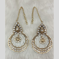 Tarangavi Gold Plated Polki Kundan Dangler Earrings
