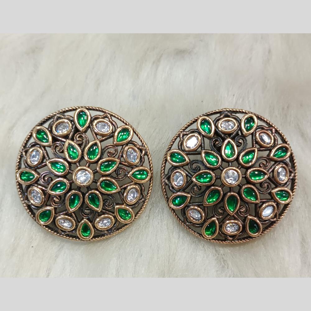 Tarangavi Gold Plated Polki Kundan Stud Earrings