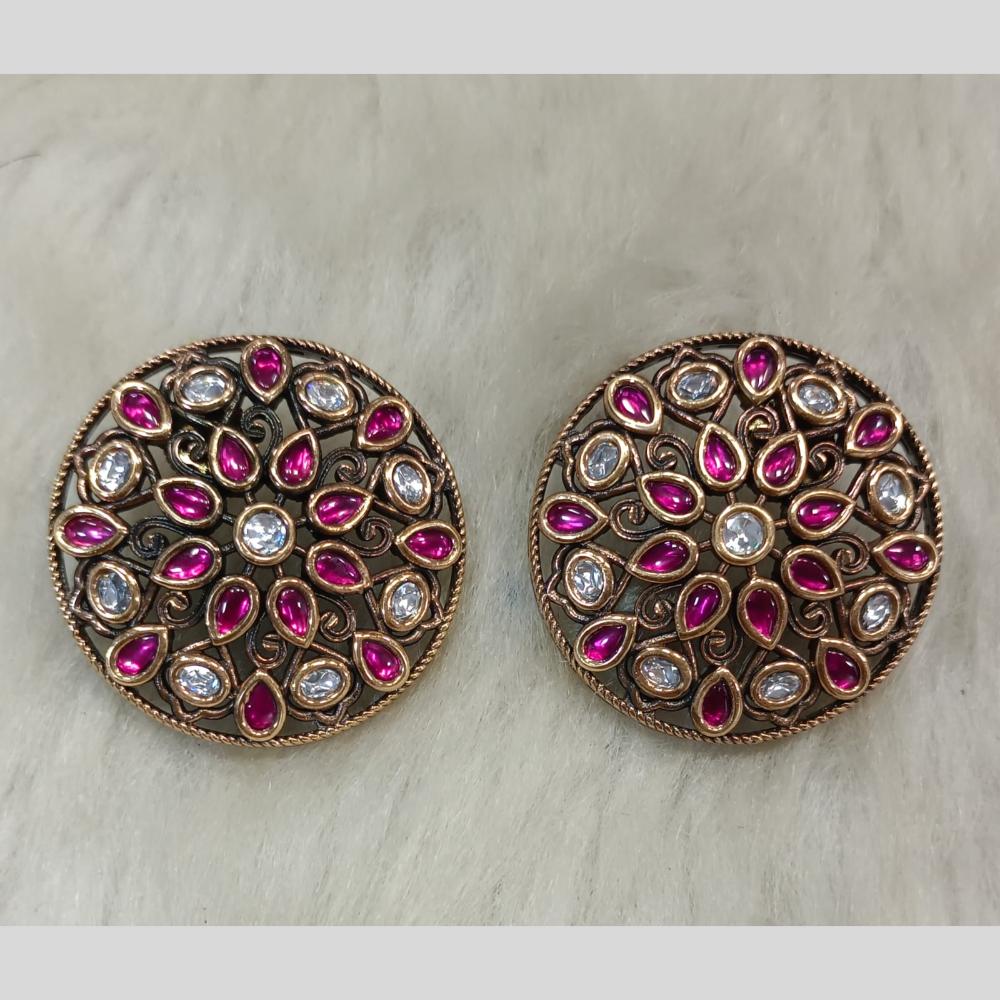 Tarangavi Gold Plated Polki Kundan Stud Earrings