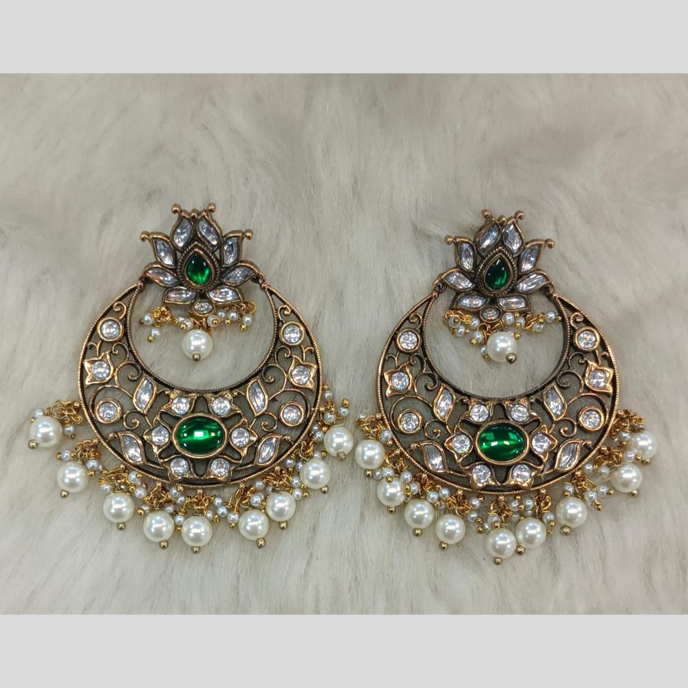 Tarangavi Gold Plated Polki Kundan Dangler Earrings
