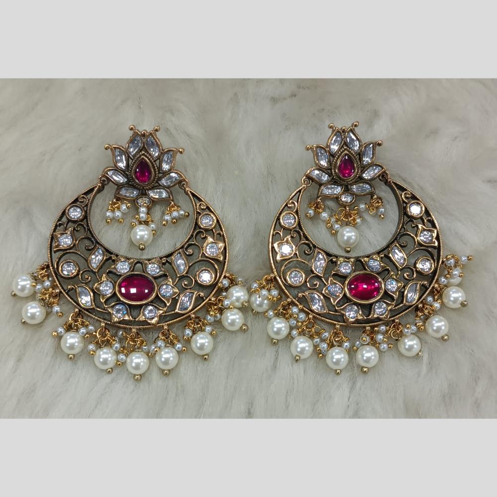 Tarangavi Gold Plated Polki Kundan Dangler Earrings