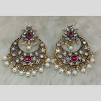 Tarangavi Gold Plated Polki Kundan Dangler Earrings