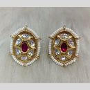 Tarangavi Gold Plated Polki Kundan Stud Earrings