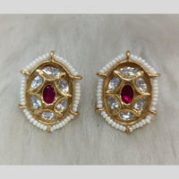 Tarangavi Gold Plated Polki Kundan Stud Earrings