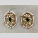 Tarangavi Gold Plated Polki Kundan Stud Earrings
