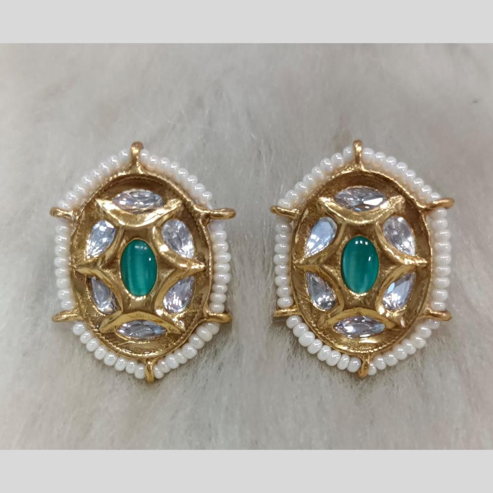 Tarangavi Gold Plated Polki Kundan Stud Earrings