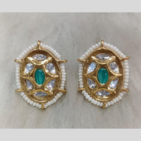 Tarangavi Gold Plated Polki Kundan Stud Earrings