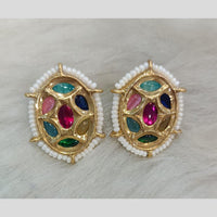 Tarangavi Gold Plated Polki Kundan Stud Earrings