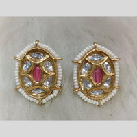 Tarangavi Gold Plated Polki Kundan Stud Earrings