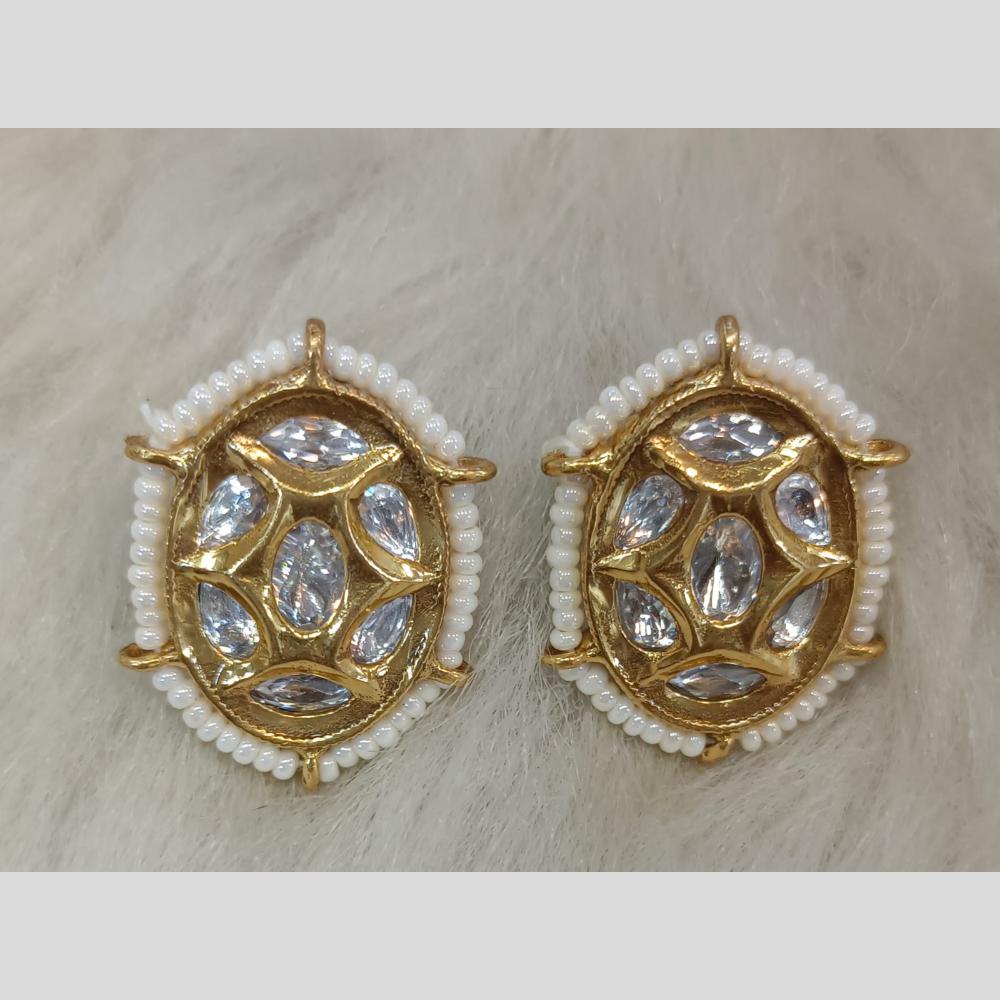 Tarangavi Gold Plated Polki Kundan Stud Earrings