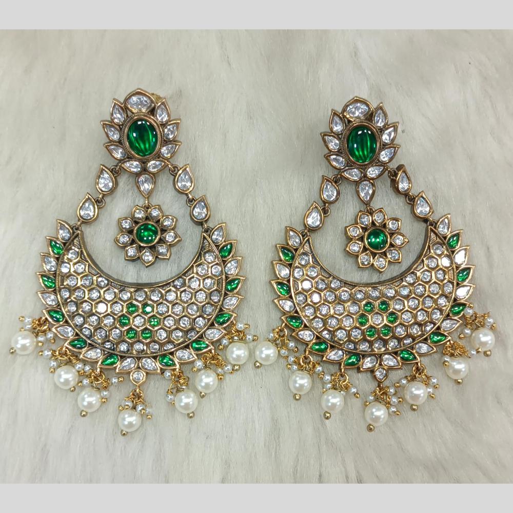 Tarangavi Gold Plated Polki Kundan Dangler Earrings
