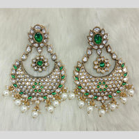 Tarangavi Gold Plated Polki Kundan Dangler Earrings