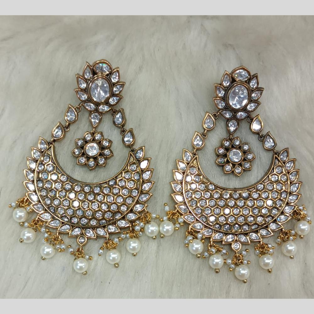 Tarangavi Gold Plated Polki Kundan Dangler Earrings