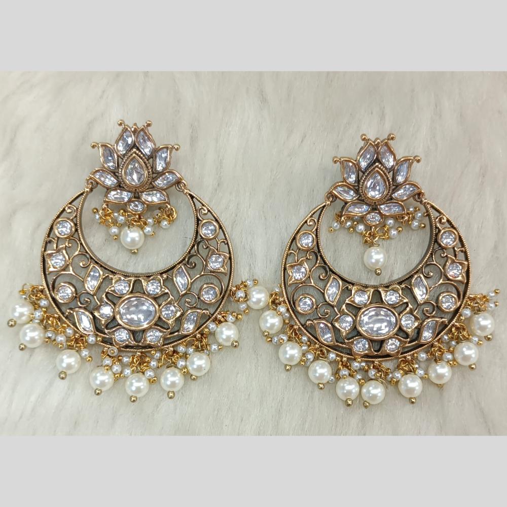Tarangavi Gold Plated Polki Kundan Dangler Earrings